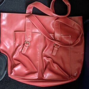 Red Leather Tote Bag